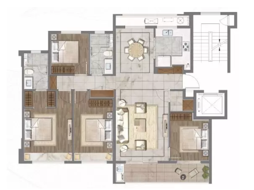 龍湖金茂·鏡湖金茂逸墅洋房143方戶型圖