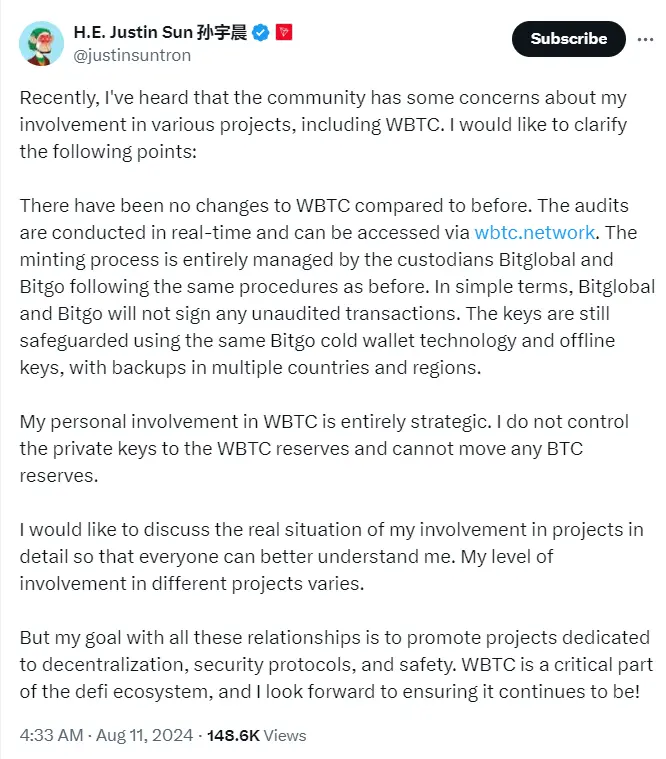 Justin Sun入局WBTC，为何触动了加密市场的「敏感神经」？