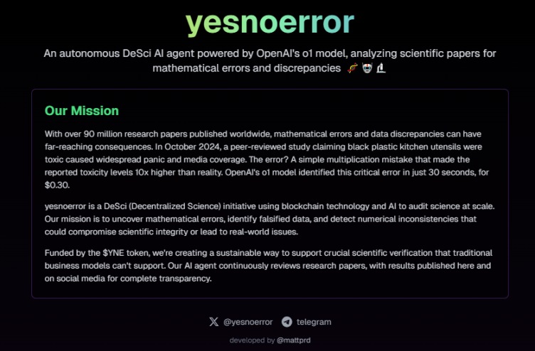 DeSci+AI双重叙事、30万粉丝博主喊单，YesNoError为何值得关注？