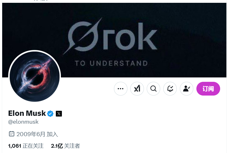 馬斯克將X平台的頭像和背景更換為Grok主題的圖片