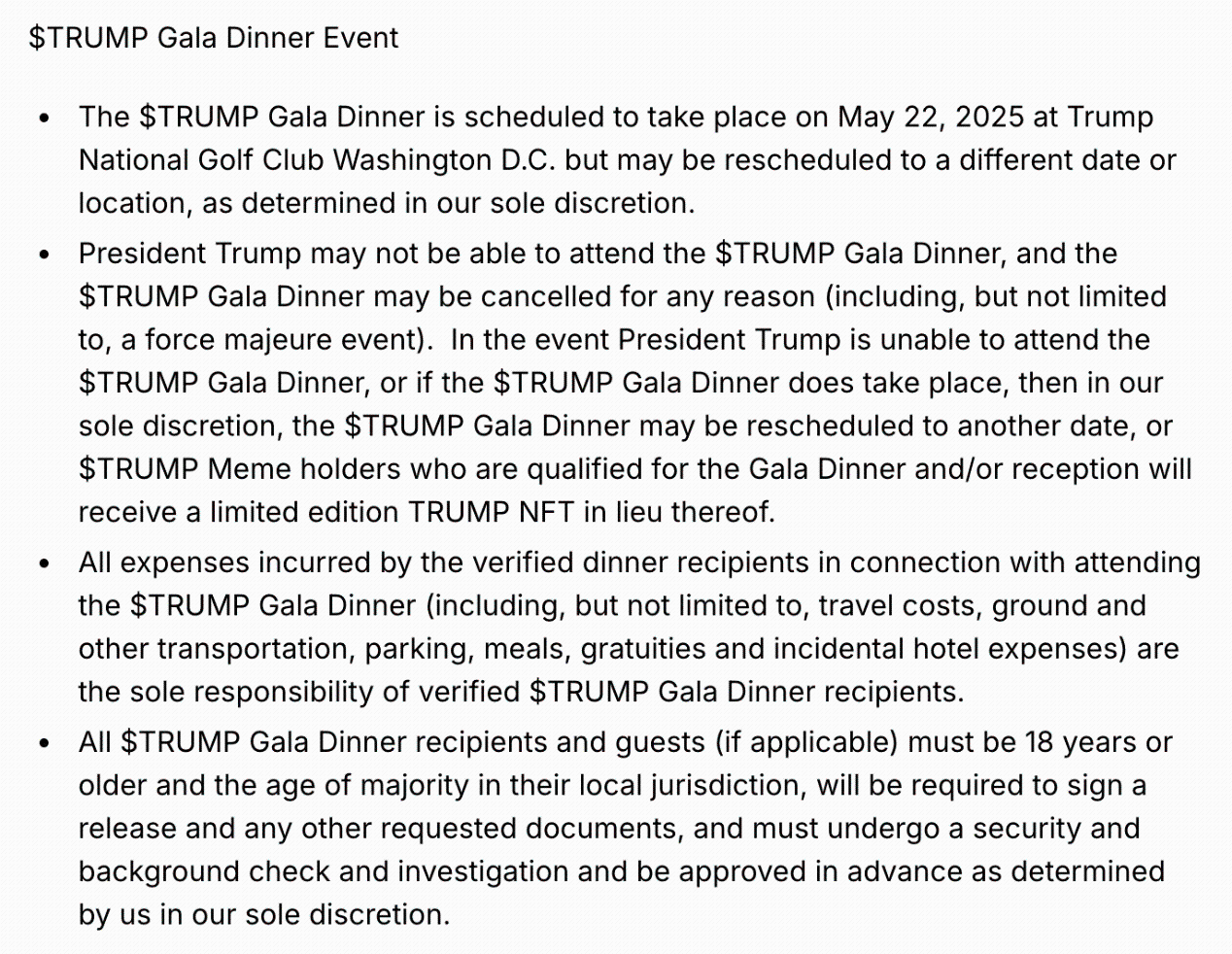 特朗普的meme幣加密營銷劇本,一場可能並不會出席的總統晚宴?