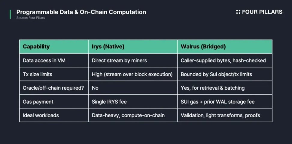 多維度比較：Sui 生態Walrus與Irys數據之爭