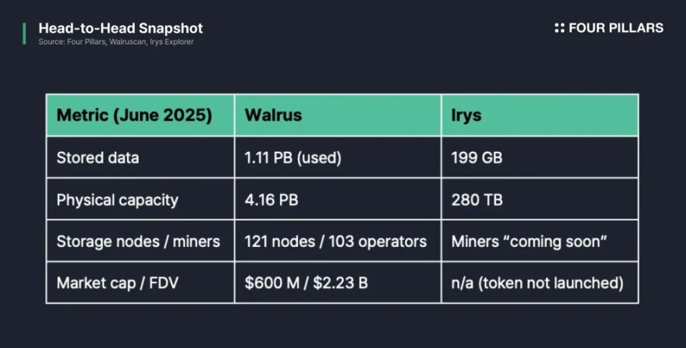 多維度比較：Sui 生態Walrus與Irys數據之爭