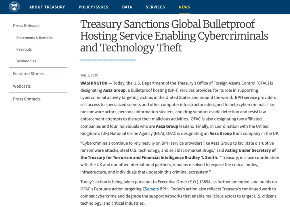 黑客、暗網、毒品市場背後的俄羅斯服務商Aeza Group遭制裁