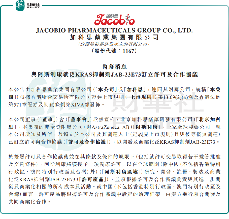 聯手阿斯利康，超20億美元潛在對價！加科思為何不漲反跌？