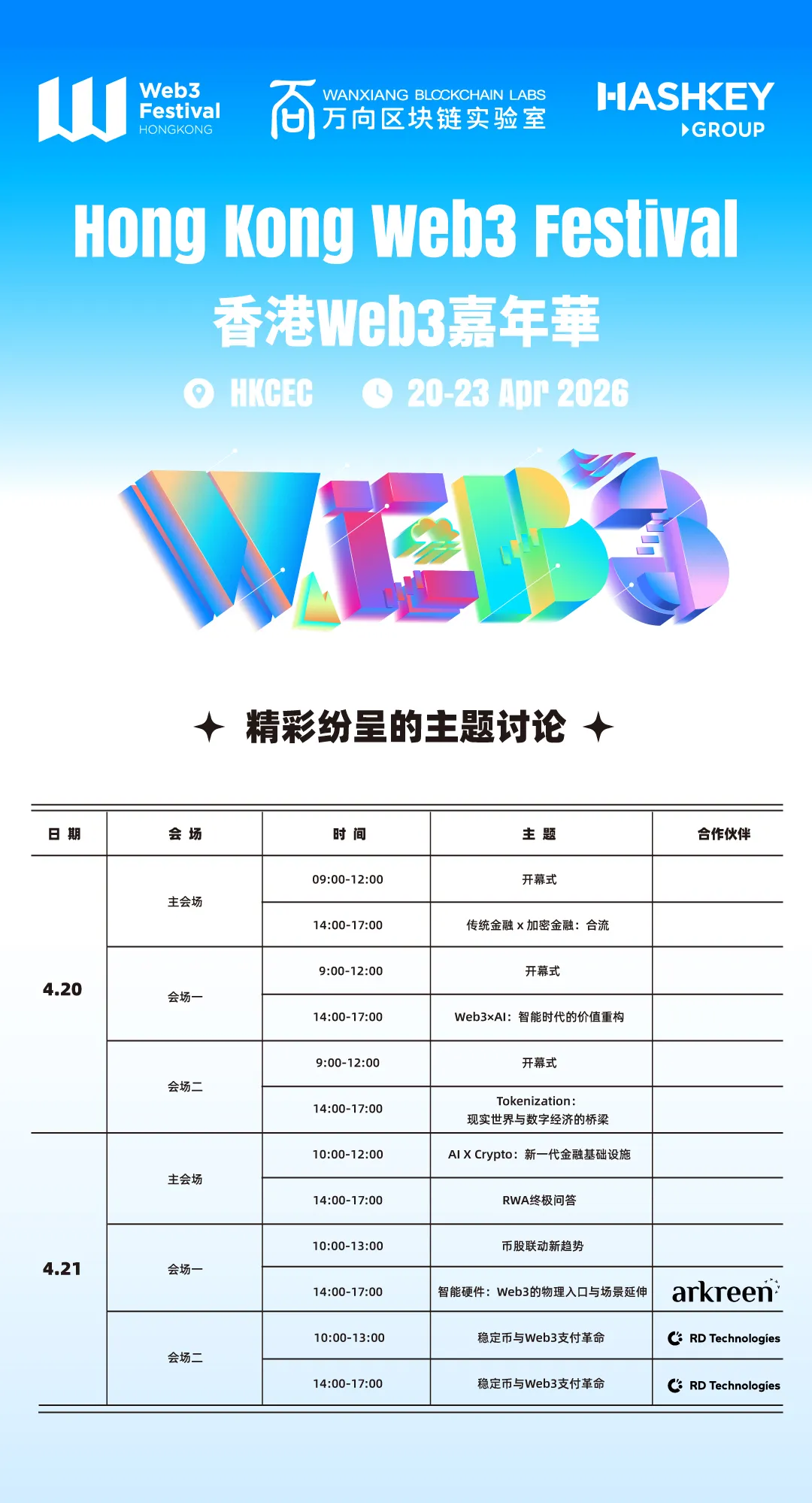 香港Web3嘉年華4月震撼啟幕：頂尖議題首曝，重磅嘉賓齊聚香江