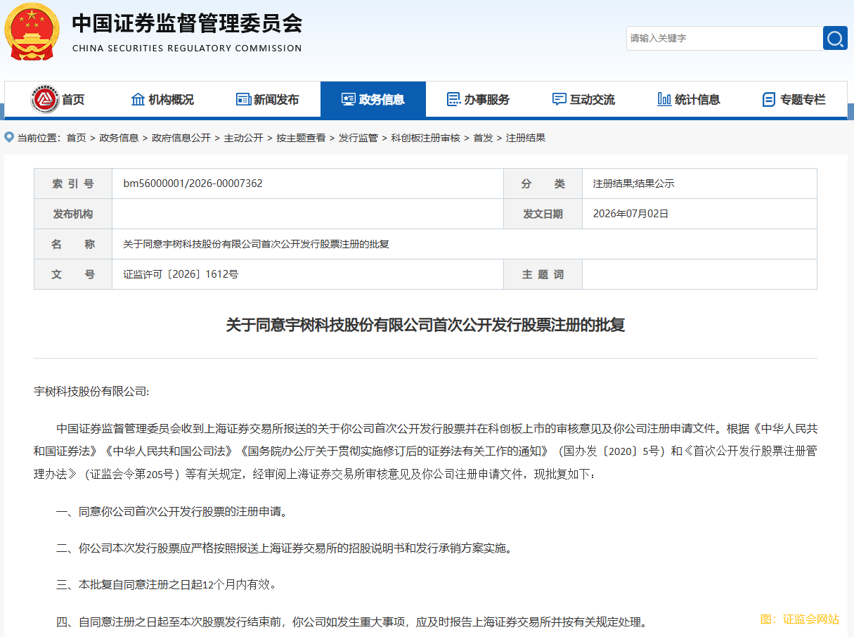 中國證監會同意宇樹科技科創板IPO註冊