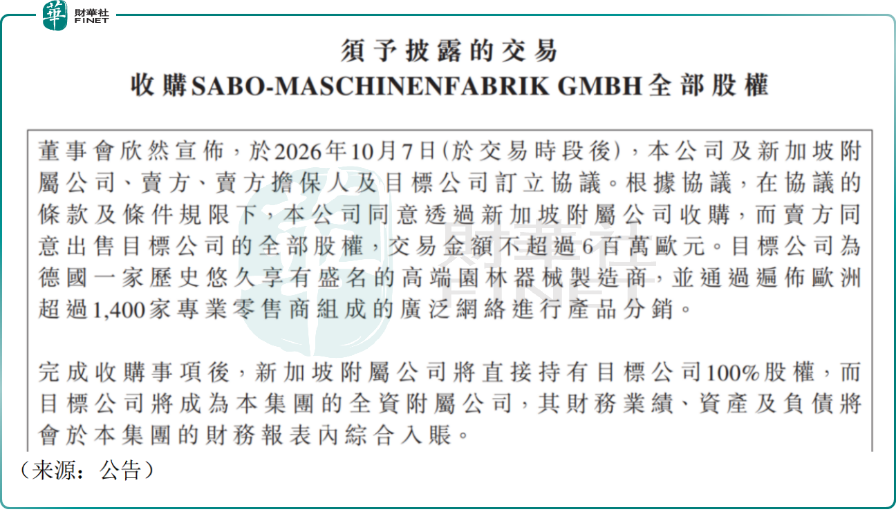 拟收购德国割草机厂商，乐动机器人（01236.HK）欧洲布局提速