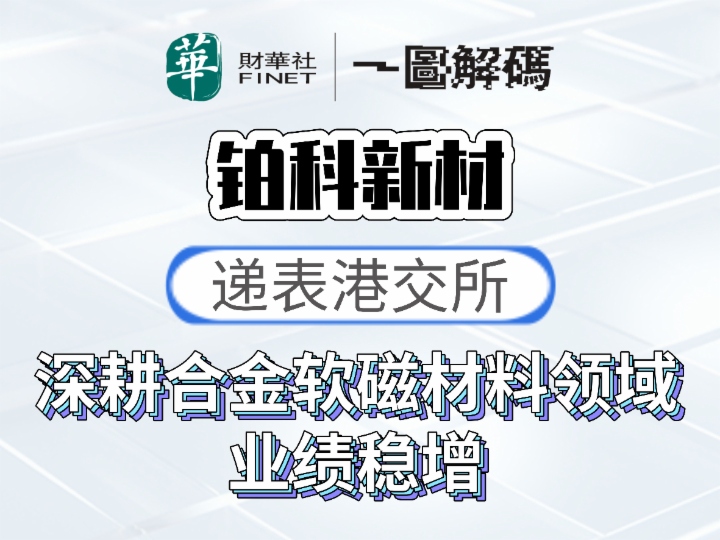 一圖解碼：鉑科新材遞表港交所 深耕合金軟磁材料領域 業績穩增
