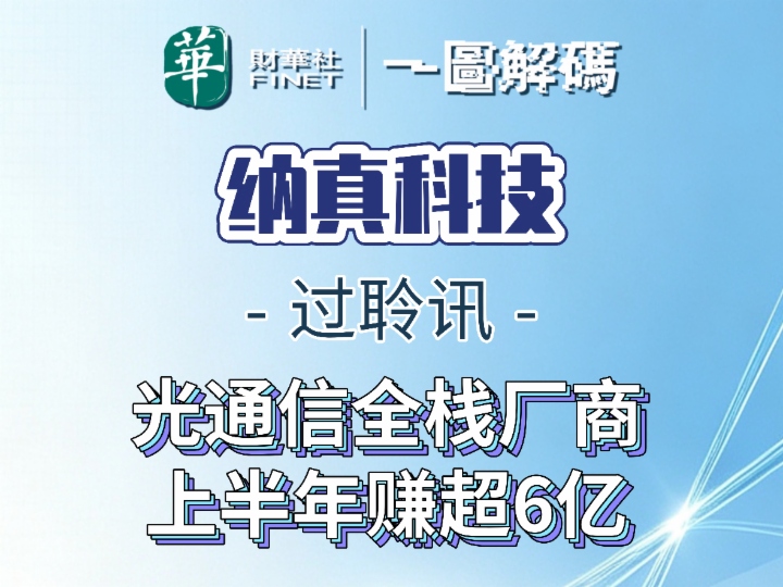 一圖解碼：納真科技過聆訊 光通信全棧廠商 上半年賺超6億